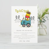 Bright Aqua Giraffe in Boerderij Tractor Boys Verj Bedankkaart (Staand voorkant)