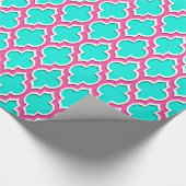 Bright Aqua Hot Pink White Moroccan #4DS Cadeaupapier (Hoek)