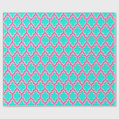 Bright Aqua Hot Pink White Moroccan #4DS Cadeaupapier (Vlak)