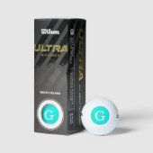 Bright Aqua Initiaal Monogram Golfballen (Verpakking)
