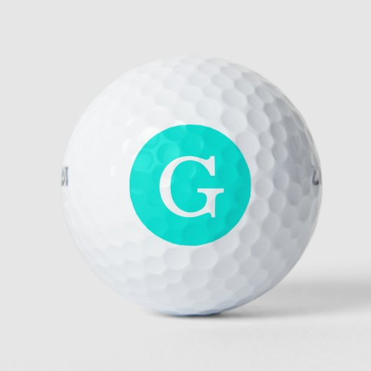 Bright Aqua Initiaal Monogram Golfballen (Voorkant)