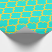 Bright Aqua Pineappel Geel Marokkaans #4 Cadeaupapier (Hoek)