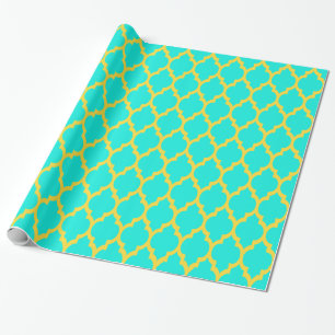 Bright Aqua Pineappel Geel Marokkaans #4 Cadeaupapier