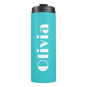 Bright Aqua Tumbler met naam   bewerkbaar Thermosbeker