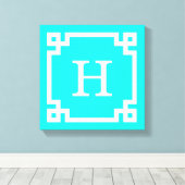 Bright Aqua White — Griekse sleutel #2 geprogramme Canvas Afdruk (Insitu (Houten vloer))