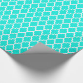 Bright Aqua White Moroccan Quatrefoil Pattern #4 Cadeaupapier (Hoek)