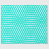 Bright Aqua White Moroccan Quatrefoil Pattern #4 Cadeaupapier (Vlak)
