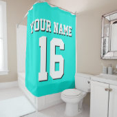 Bright Aqua White Sports Jersey Team Jersey Douchegordijn (In situ)