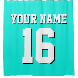 Bright Aqua White Sports Jersey Team Jersey Douchegordijn