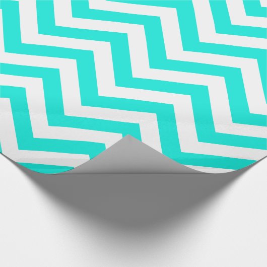 Bright Aqua White XL Chevron ZigZag Pattern Cadeaupapier (Hoek)