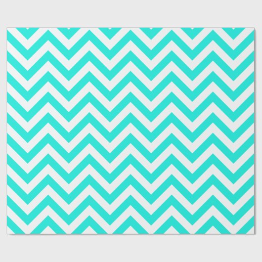 Bright Aqua White XL Chevron ZigZag Pattern Cadeaupapier (Vlak)