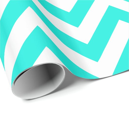 Bright Aqua White XL Chevron ZigZag Pattern Cadeaupapier (Rol Hoek)