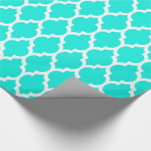 Bright Aqua White XL Moroccan Quatrefoil #4 Cadeaupapier (Hoek)