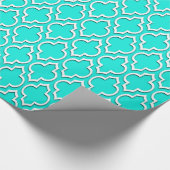 Bright Aqua White XL Moroccan Quatrefoil #7DS Cadeaupapier (Hoek)