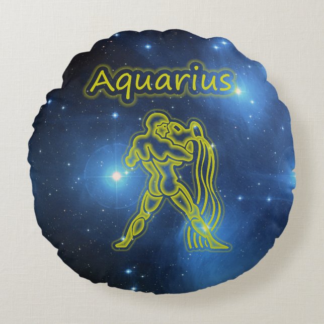 Bright Aquarius Rond Kussen (Voorkant)