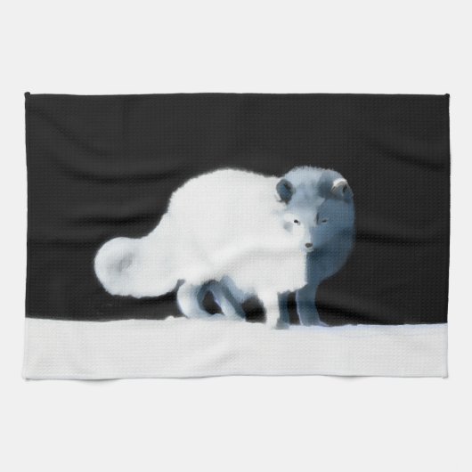 Bright Arctische vos Theedoek (Horizontaal)