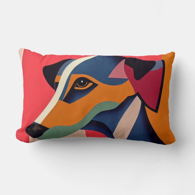Bright Art Deco Greyhound Face Kussen (Voorkant)