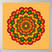 Bright Autumn Colors Floral Mandala Poster (Voorkant)