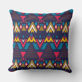 Bright Aztec Pattern Yellow Blue Kussen