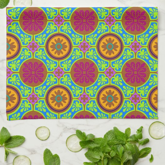 Bright Aztec Tegel Theedoek (Gevouwen)