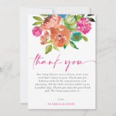 Bright Baby in Bloom Pink Floral Girl Baby shower Bedankkaart (Voorkant)