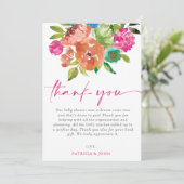 Bright Baby in Bloom Pink Floral Girl Baby shower Bedankkaart (Staand voorkant)