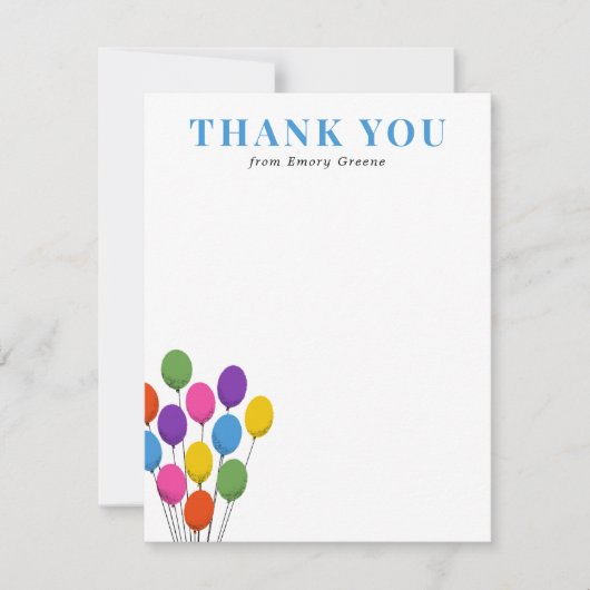 Bright Ballons Verjaardag Dank u Nota Bedankkaart (Voorkant)