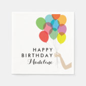 Bright Balloons Gepersonaliseerd Happy Birthday Na Servetten (Voorkant)
