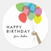 Bright Balloons Happy Birthday Ronde Sticker (Voorkant)
