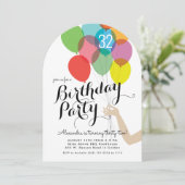 Bright Balloons Volwassen Verjaardagsfeest Kaart (Staand voorkant)