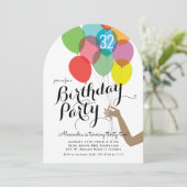 Bright Balloons Volwassen Verjaardagsfeest Kaart (Staand voorkant)