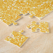 Bright Banana Yellow Faux Glitter Legpuzzel (Zijkant)
