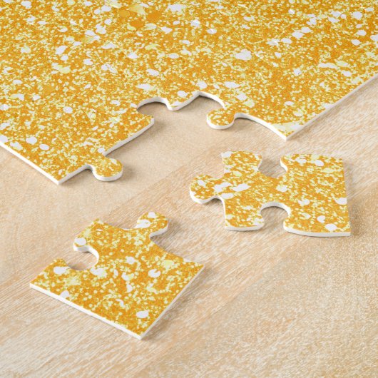 Bright Banana Yellow Faux Glitter Legpuzzel (Zijkant)