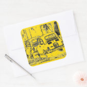 Bright Banana Yellow Urban Comic cartoon Auto Vierkante Sticker (Envelop)