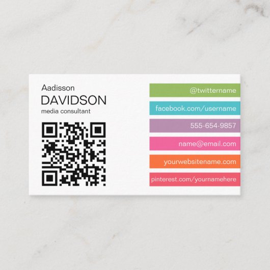 Bright Bars 2 QR CODE Social Media Visitekaartje (Voorkant)