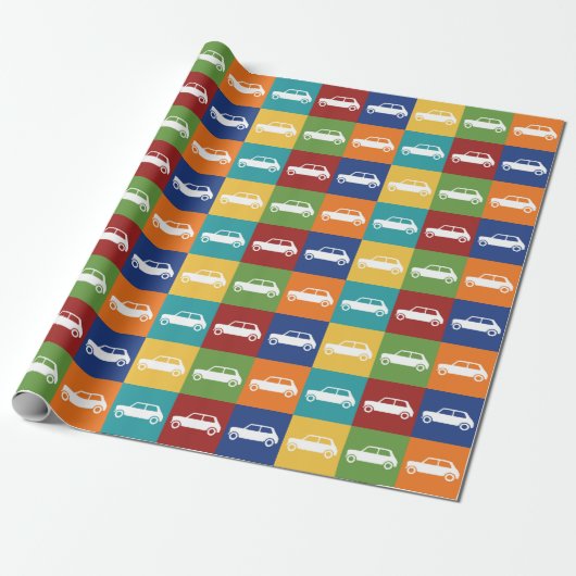 Bright Basics Checkerboard Mini Cooper Cadeaupapier (Uitgerold)