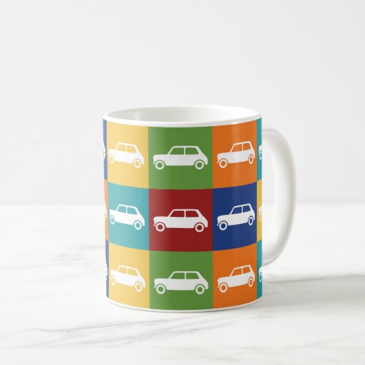 Bright Basics Checkerboard Mini Cooper Koffiemok (Voorkant rechts)