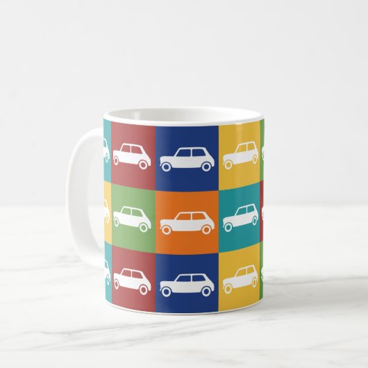 Bright Basics Checkerboard Mini Cooper Koffiemok (Voorkant links)
