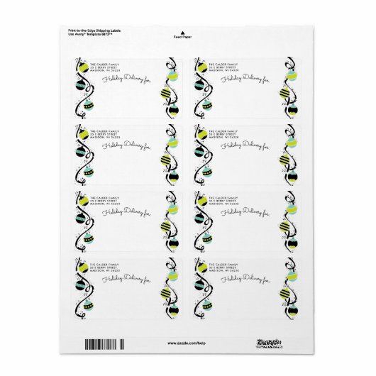 Bright Baubles Ornament Verzendadres Label (Full Sheet)