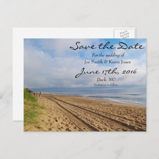Bright Beachy Bewaar de datum Aankondigingskaart (Voorkant / Achterkant)