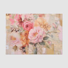 Bright & Beautiful Floral Collage with Torn Paper Tissuepapier