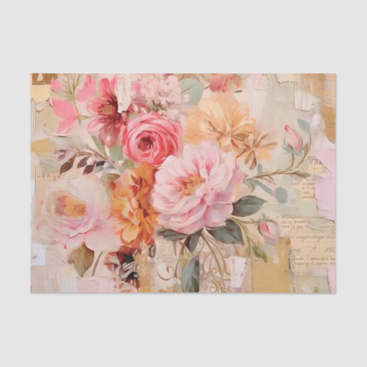 Bright & Beautiful Floral Collage with Torn Paper Tissuepapier (Voorkant)