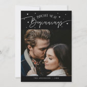 Bright Beginnings New Year Black Photo  Feestdagenkaart (Voorkant)