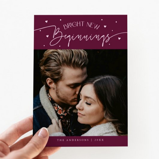 Bright Beginnings New Year Cranberry Photo  Feestdagenkaart