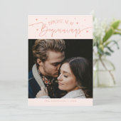 Bright Beginnings New Year Peach Photo Feestdagenkaart (Staand voorkant)