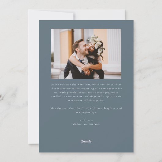 Bright Beginnings New Year Slate Blue Photo Feestdagenkaart (Achterkant)