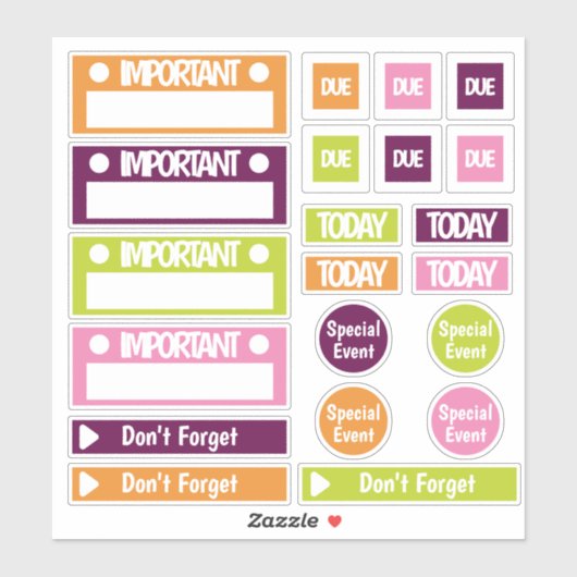 Bright Belangrijke herinneringsplanner Sticker (Vel)
