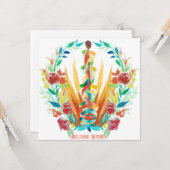 Bright Beltane Maypole Summer Floral Fire Kaart (Voorkant / Achterkant in situ)