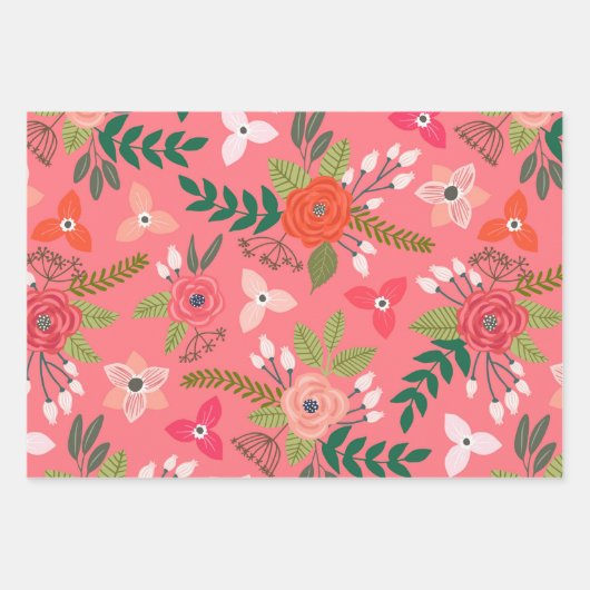 Bright Berry Floral Pattern Inpakpapier Vel (Voorkant)