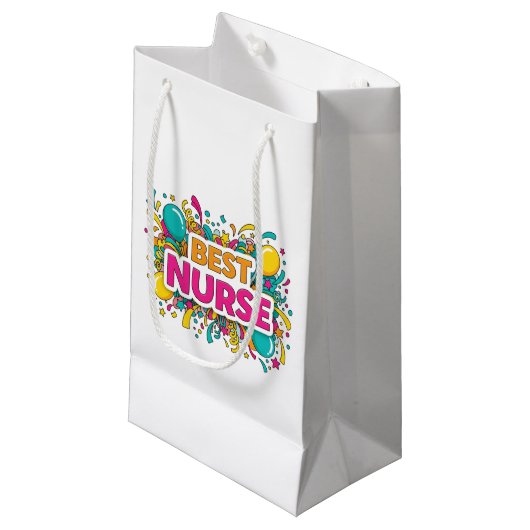 Bright Best Nurse Gift Bag Klein Cadeauzakje (Voorkant Gekanteld)